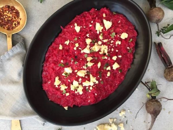 Divine beetroot, feta and fennel risotto